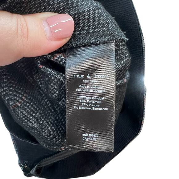 Rag and Bone Simone‎ Check Pant Grey Multi Red Plaid Check Size 00 - Picture 10 of 11